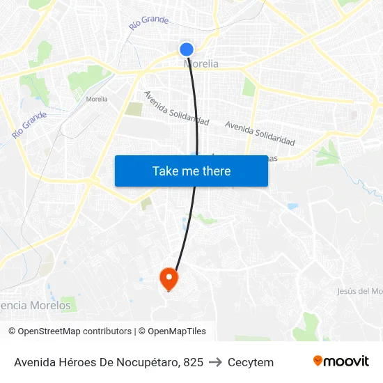 Avenida Héroes De Nocupétaro, 825 to Cecytem map