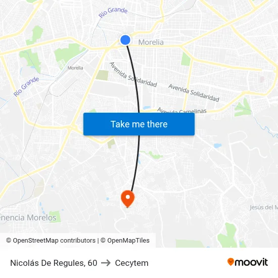 Nicolás De Regules, 60 to Cecytem map