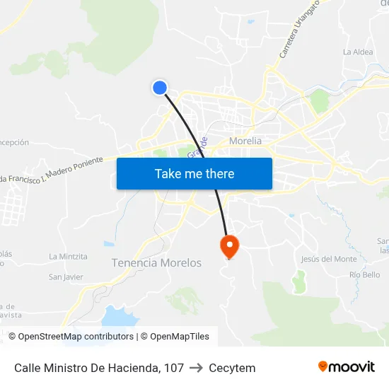 Calle Ministro De Hacienda, 107 to Cecytem map