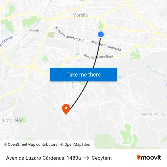 Avenida Lázaro Cárdenas, 1480a to Cecytem map