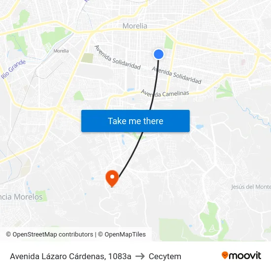 Avenida Lázaro Cárdenas, 1083a to Cecytem map
