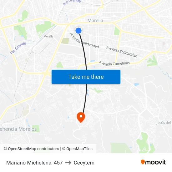 Mariano Michelena, 457 to Cecytem map