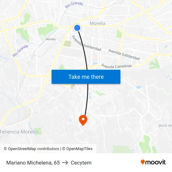 Mariano Michelena, 65 to Cecytem map