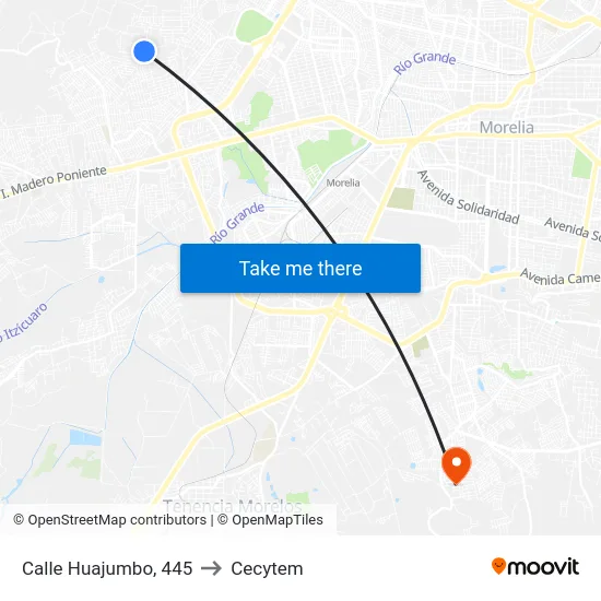 Calle Huajumbo, 445 to Cecytem map