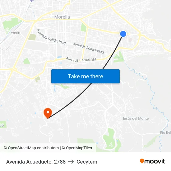 Avenida Acueducto, 2788 to Cecytem map
