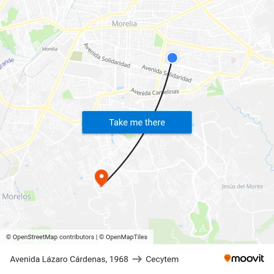 Avenida Lázaro Cárdenas, 1968 to Cecytem map
