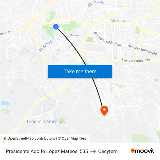 Presidente Adolfo López Mateos, 535 to Cecytem map