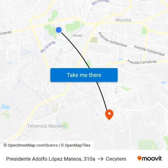 Presidente Adolfo López Mateos, 310a to Cecytem map