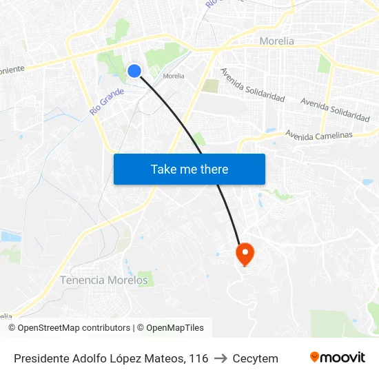 Presidente Adolfo López Mateos, 116 to Cecytem map