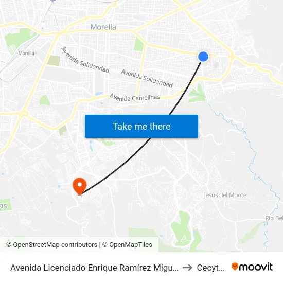 Avenida Licenciado Enrique Ramírez Miguel, 107 to Cecytem map