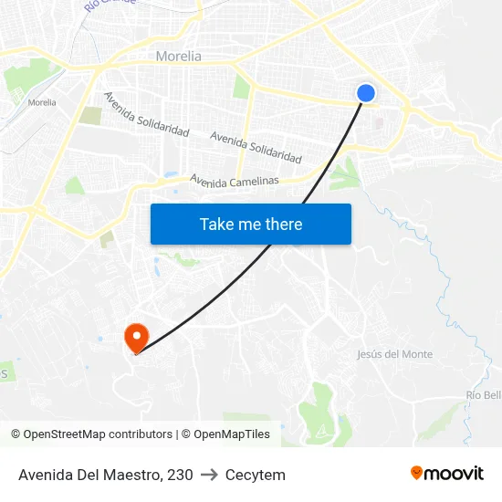 Avenida Del Maestro, 230 to Cecytem map