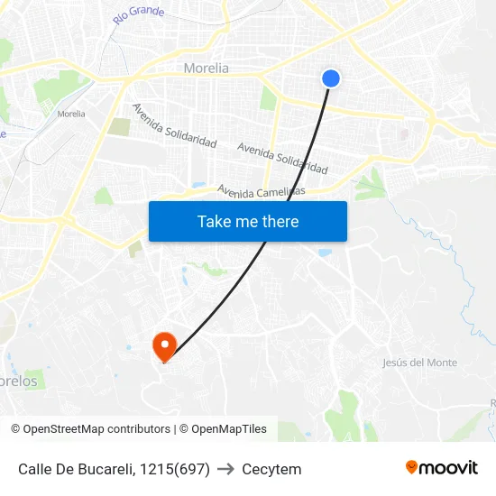 Calle De Bucareli, 1215(697) to Cecytem map