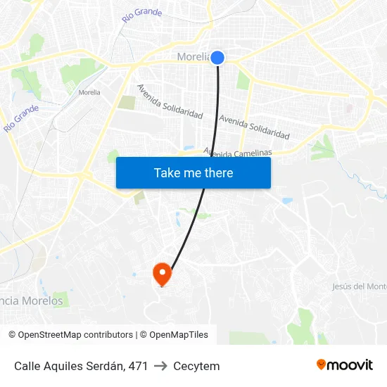 Calle Aquiles Serdán, 471 to Cecytem map