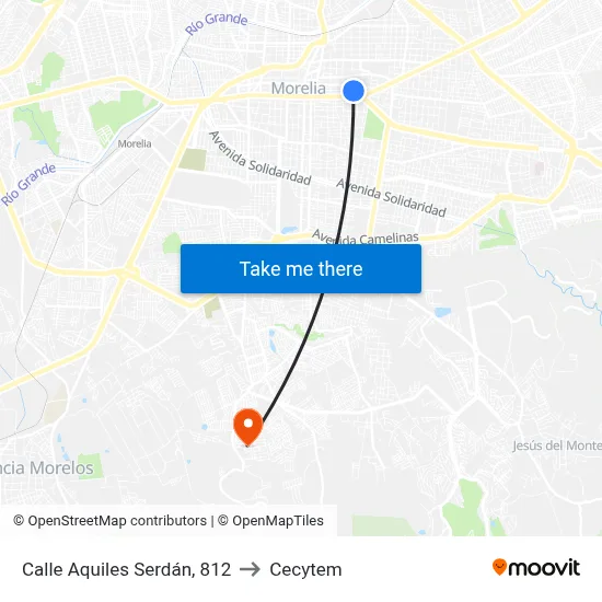 Calle Aquiles Serdán, 812 to Cecytem map