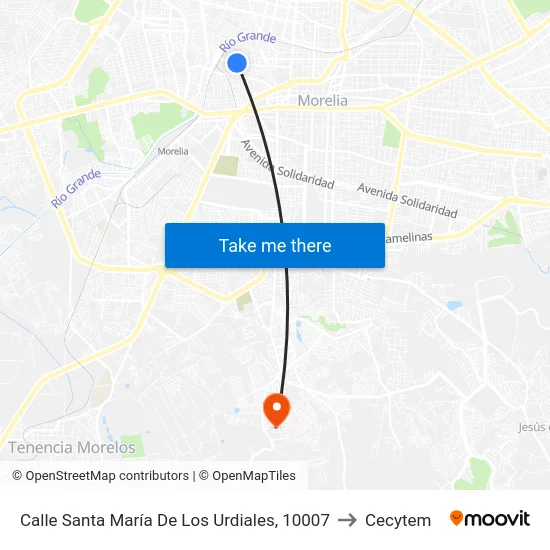 Calle Santa María De Los Urdiales, 10007 to Cecytem map