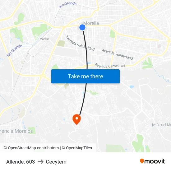 Allende, 603 to Cecytem map
