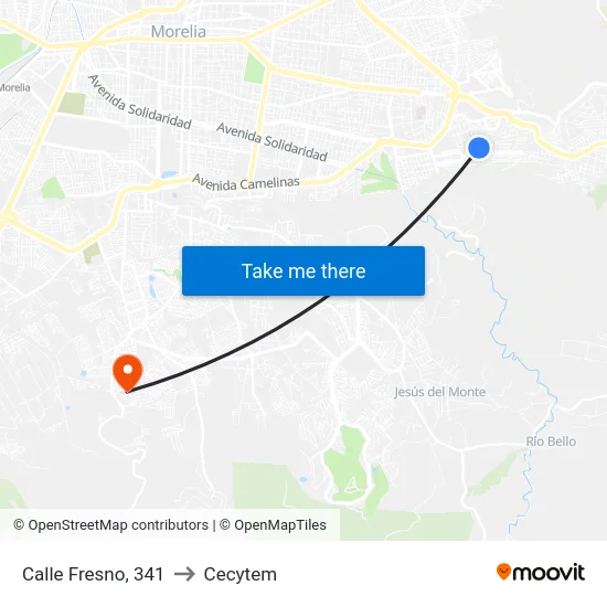 Calle Fresno, 341 to Cecytem map