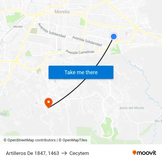 Artilleros De 1847, 1463 to Cecytem map