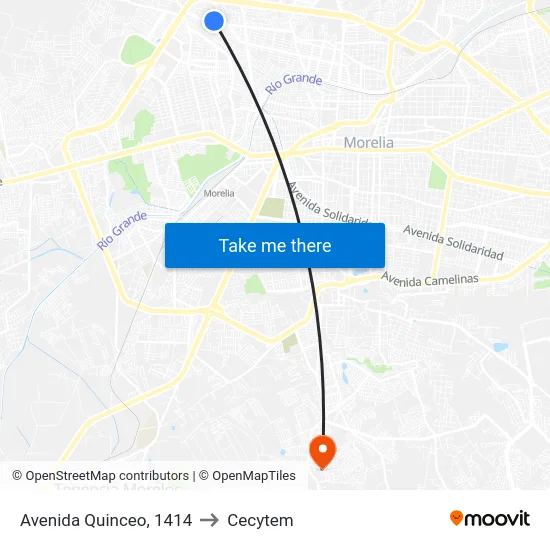 Avenida Quinceo, 1414 to Cecytem map