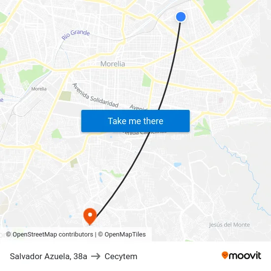 Salvador Azuela, 38a to Cecytem map