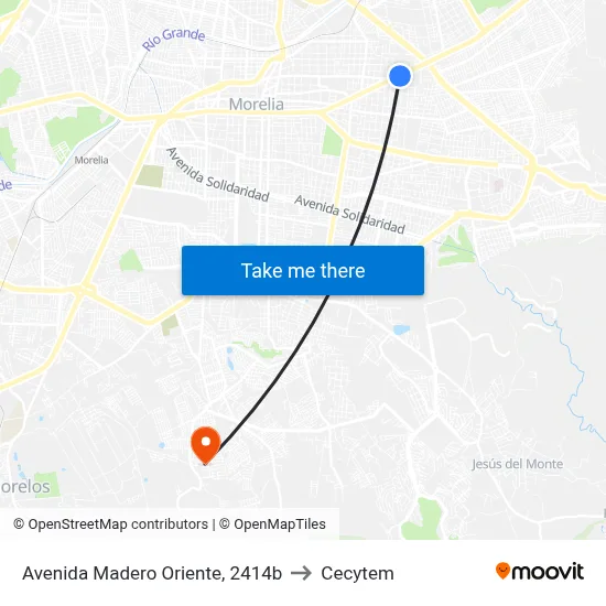 Avenida Madero Oriente, 2414b to Cecytem map