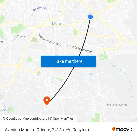 Avenida Madero Oriente, 2414a to Cecytem map