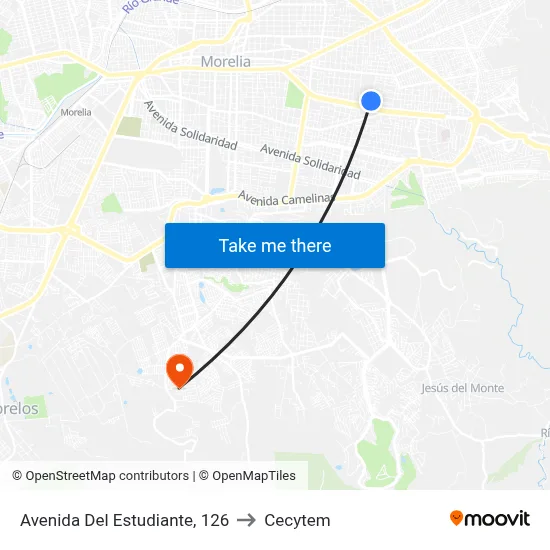 Avenida Del Estudiante, 126 to Cecytem map