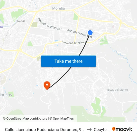 Calle Licenciado Pudenciano Dorantes, 973 to Cecytem map