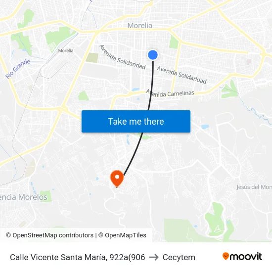Calle Vicente Santa María, 922a(906 to Cecytem map