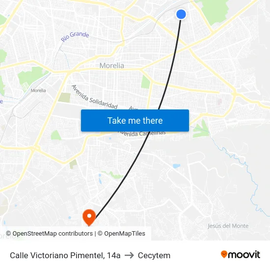 Calle Victoriano Pimentel, 14a to Cecytem map