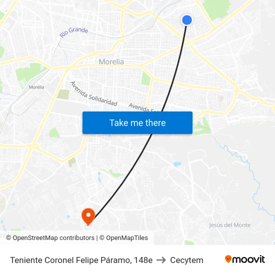 Teniente Coronel Felipe Páramo, 148e to Cecytem map