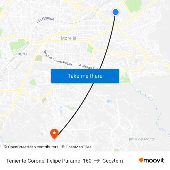 Teniente Coronel Felipe Páramo, 160 to Cecytem map