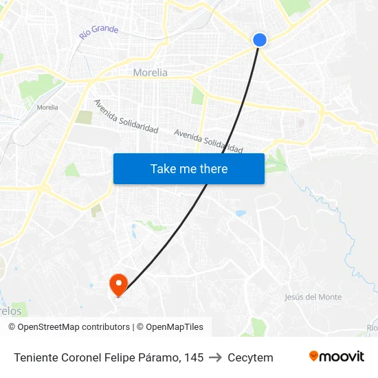 Teniente Coronel Felipe Páramo, 145 to Cecytem map