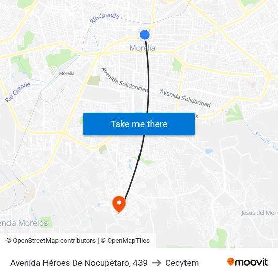 Avenida Héroes De Nocupétaro, 439 to Cecytem map