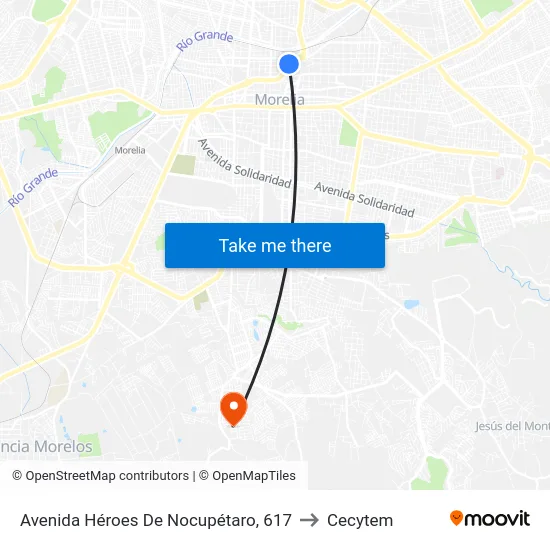 Avenida Héroes De Nocupétaro, 617 to Cecytem map