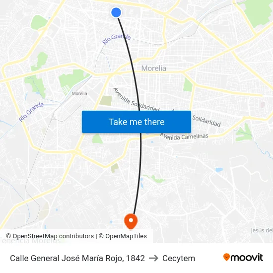 Calle General José María Rojo, 1842 to Cecytem map