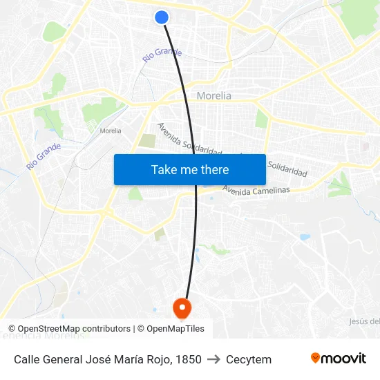 Calle General José María Rojo, 1850 to Cecytem map