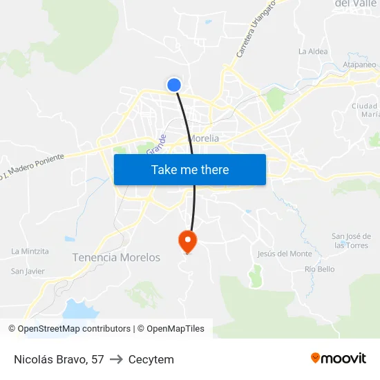 Nicolás Bravo, 57 to Cecytem map