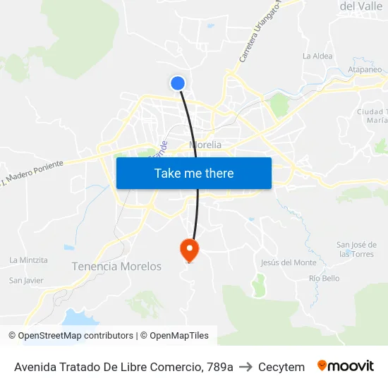 Avenida Tratado De Libre Comercio, 789a to Cecytem map
