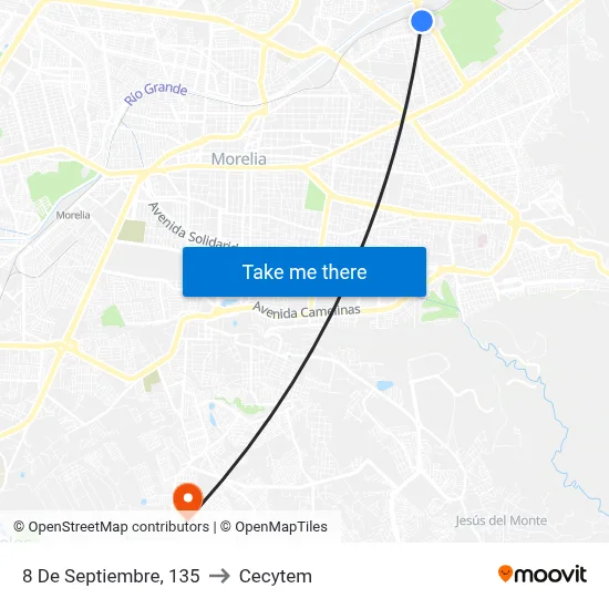 8 De Septiembre, 135 to Cecytem map