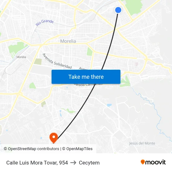 Calle Luis Mora Tovar, 954 to Cecytem map
