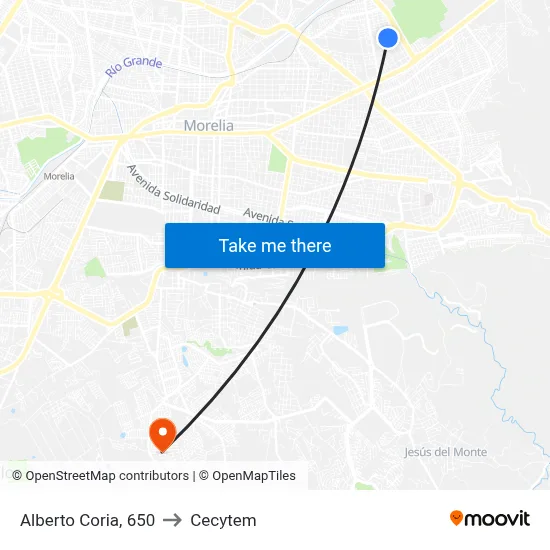 Alberto Coria, 650 to Cecytem map