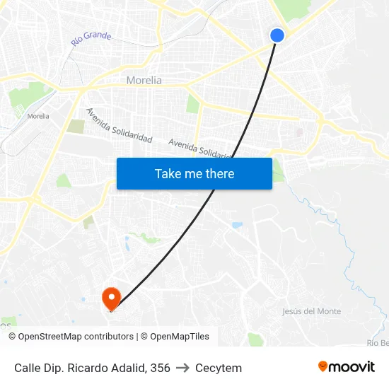 Calle Dip. Ricardo Adalid, 356 to Cecytem map