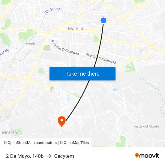 2 De Mayo, 140b to Cecytem map