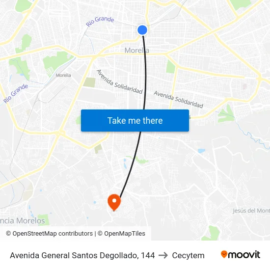 Avenida General Santos Degollado, 144 to Cecytem map