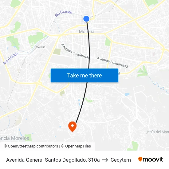 Avenida General Santos Degollado, 310a to Cecytem map