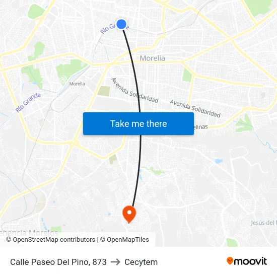 Calle Paseo Del Pino, 873 to Cecytem map