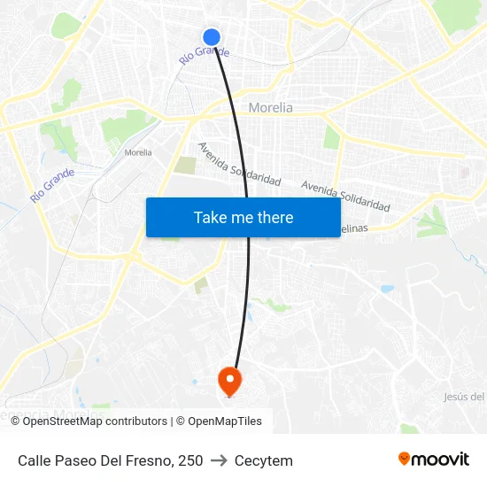 Calle Paseo Del Fresno, 250 to Cecytem map