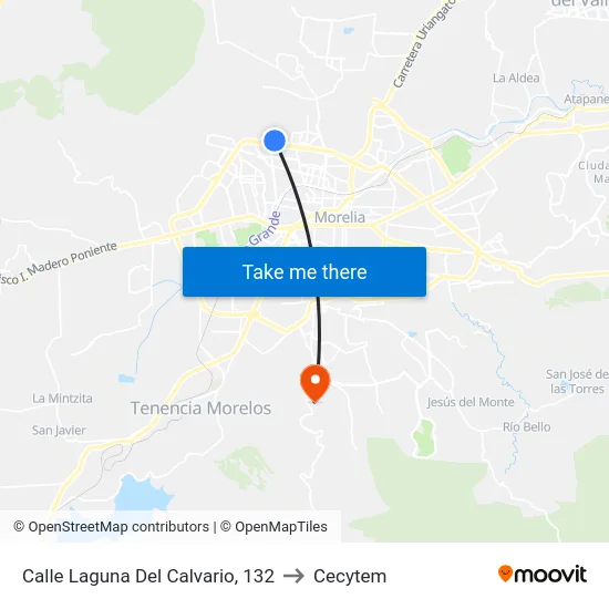 Calle Laguna Del Calvario, 132 to Cecytem map