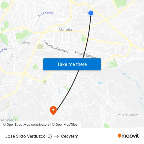 José Sixto Verduzco, C) to Cecytem map